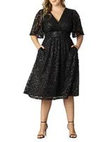 Starry Sequin-Embellished Lace Dress