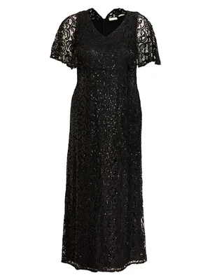 Celestial Cape-Sleeve Lace Gown