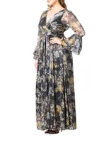 Gilded Glamour Long-Sleeve Evening Gown