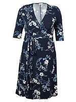 Floral Surplice Midi-Dress