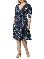 Floral Surplice Midi-Dress