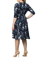 Floral Surplice Midi-Dress