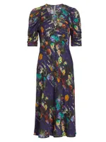 Greta Floral Jacquard Midi-Dress