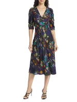 Greta Floral Jacquard Midi-Dress