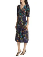 Greta Floral Jacquard Midi-Dress