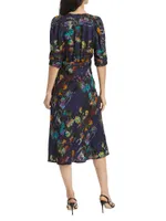 Greta Floral Jacquard Midi-Dress