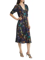 Greta Floral Jacquard Midi-Dress