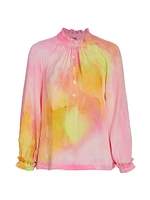 Victorian Tie-Dye Silk Blouse