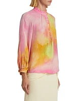 Victorian Tie-Dye Silk Blouse