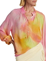 Victorian Tie-Dye Silk Blouse