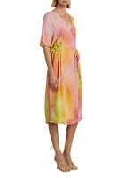 Diane Tie-Dye Silk Wrap Midi-Dress