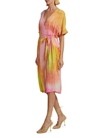 Diane Tie-Dye Silk Wrap Midi-Dress