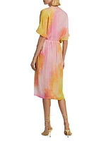 Diane Tie-Dye Silk Wrap Midi-Dress