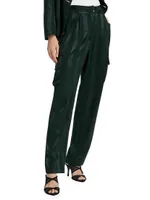 Carly Straight-Leg Satin Cargo Pants