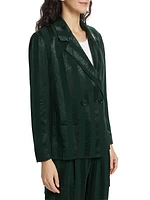 Mahlia Double-Breasted Satin Blazer