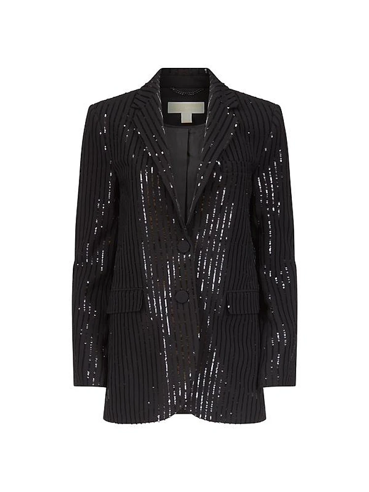 Sequin Pinstriped Blazer