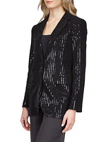 Sequin Pinstriped Blazer