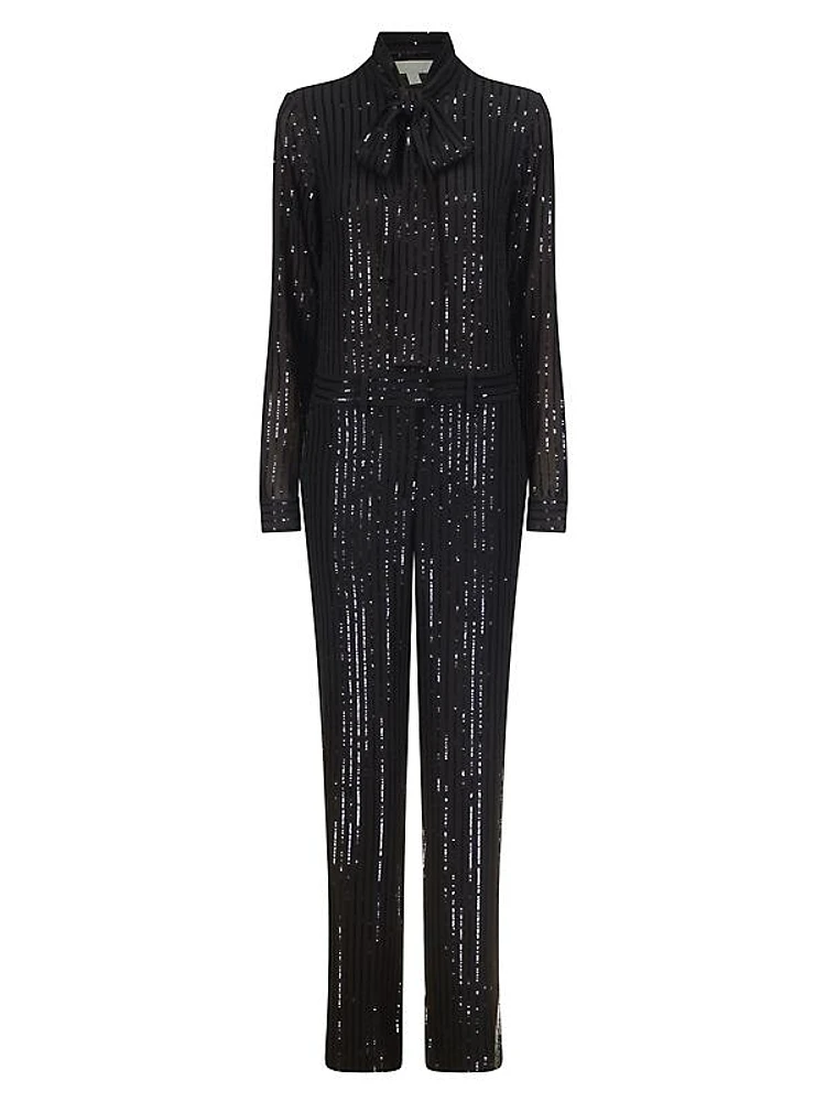 Sequin Pinstriped Jumpsuit