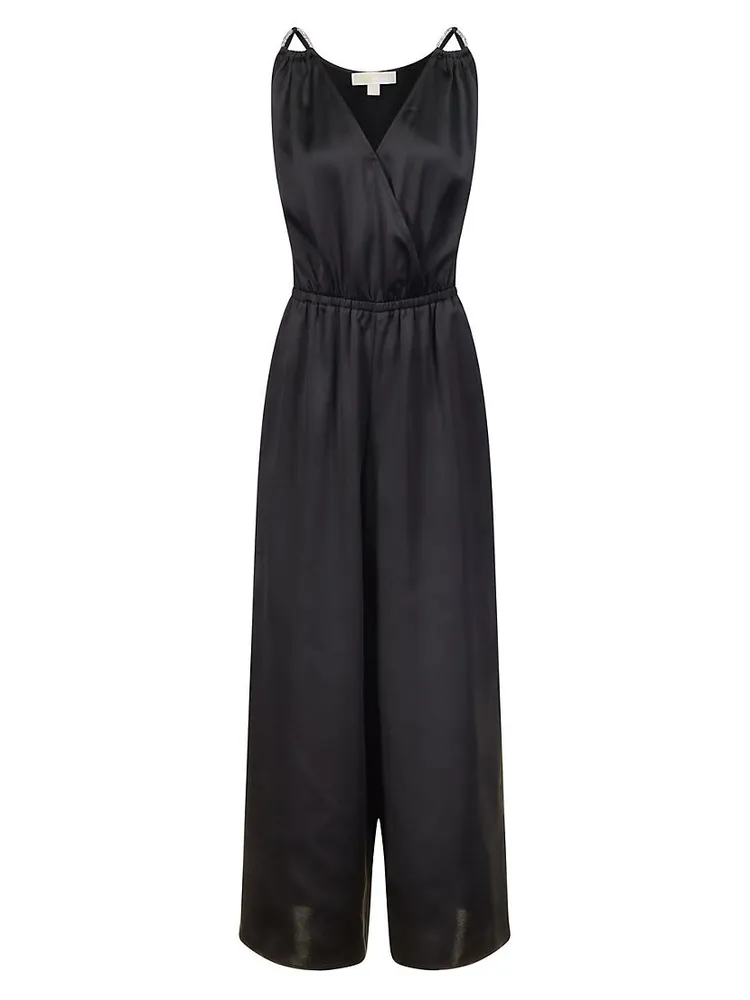 Satin Surplice Sleeveless Jumpsuit