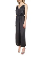 Satin Surplice Sleeveless Jumpsuit