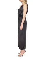 Satin Surplice Sleeveless Jumpsuit