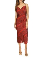 Snakeskin Surplice Midi-Dress