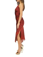 Snakeskin Surplice Midi-Dress