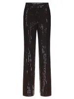 Sequin Straight-Leg Pants