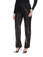 Sequin Straight-Leg Pants