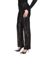 Sequin Straight-Leg Pants