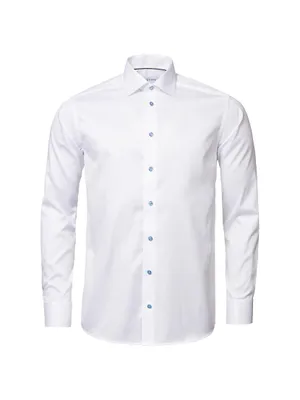 Slim Fit Twill Shirt With Light Blue Buttons