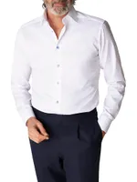 Slim Fit Twill Shirt With Light Blue Buttons