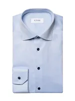 Slim Fit Twill Shirt With Navy Buttons