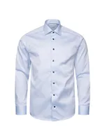 Slim Fit Twill Shirt With Navy Buttons