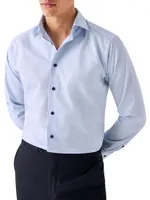 Slim Fit Twill Shirt With Navy Buttons