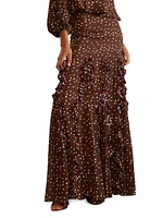 Silk Cheetah Ruffled Maxi Skirt