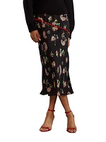 Silk Paisley Slip Midi-Skirt