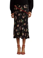 Silk Paisley Slip Midi-Skirt