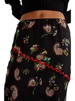 Silk Paisley Slip Midi-Skirt