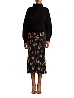 Silk Paisley Slip Midi-Skirt