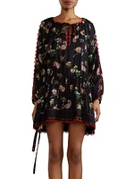 Silk Paisley Shift Minidress