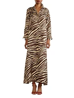 Silk Zebra Maxi Shirtdress