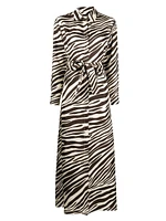 Silk Zebra Maxi Shirtdress