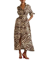 Silk Zebra Maxi Shirtdress