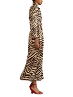 Silk Zebra Maxi Shirtdress