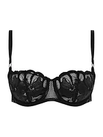 Fleurs Faux-Leather Demi Bra