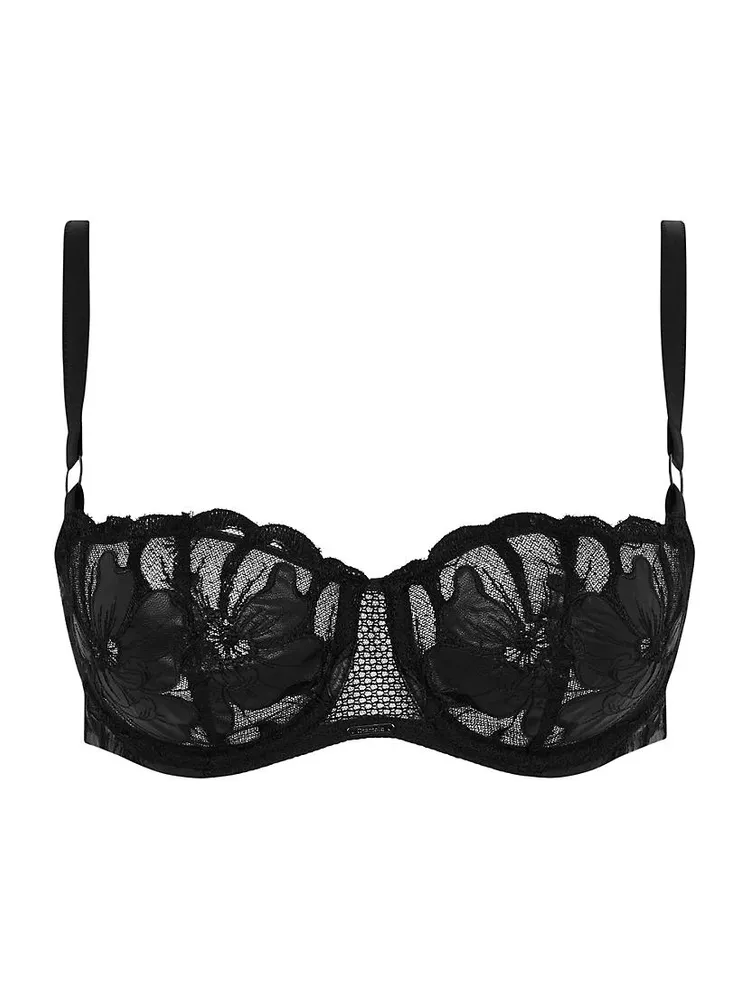 Fleurs Faux-Leather Demi Bra