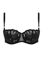 Fleurs Faux-Leather Demi Bra