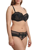 Fleurs Faux-Leather Demi Bra