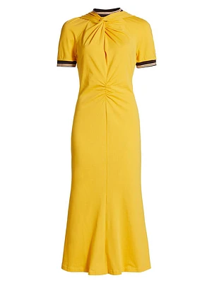 Wing Twisted Short-Sleeve Midi-Dress